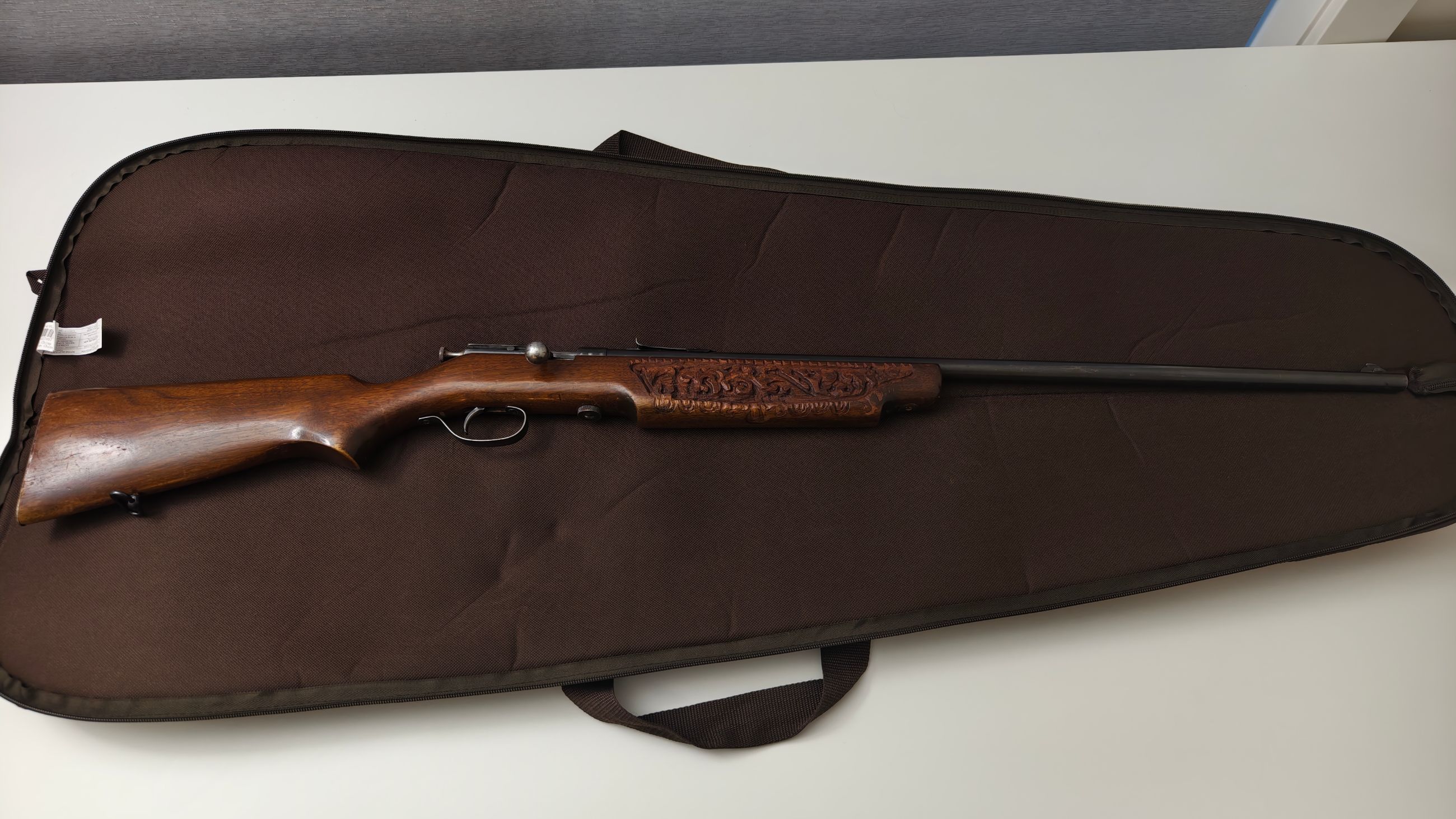 Photo of Vintage Cooey Model 75 .22LR - Custom Hand-Carved Wood