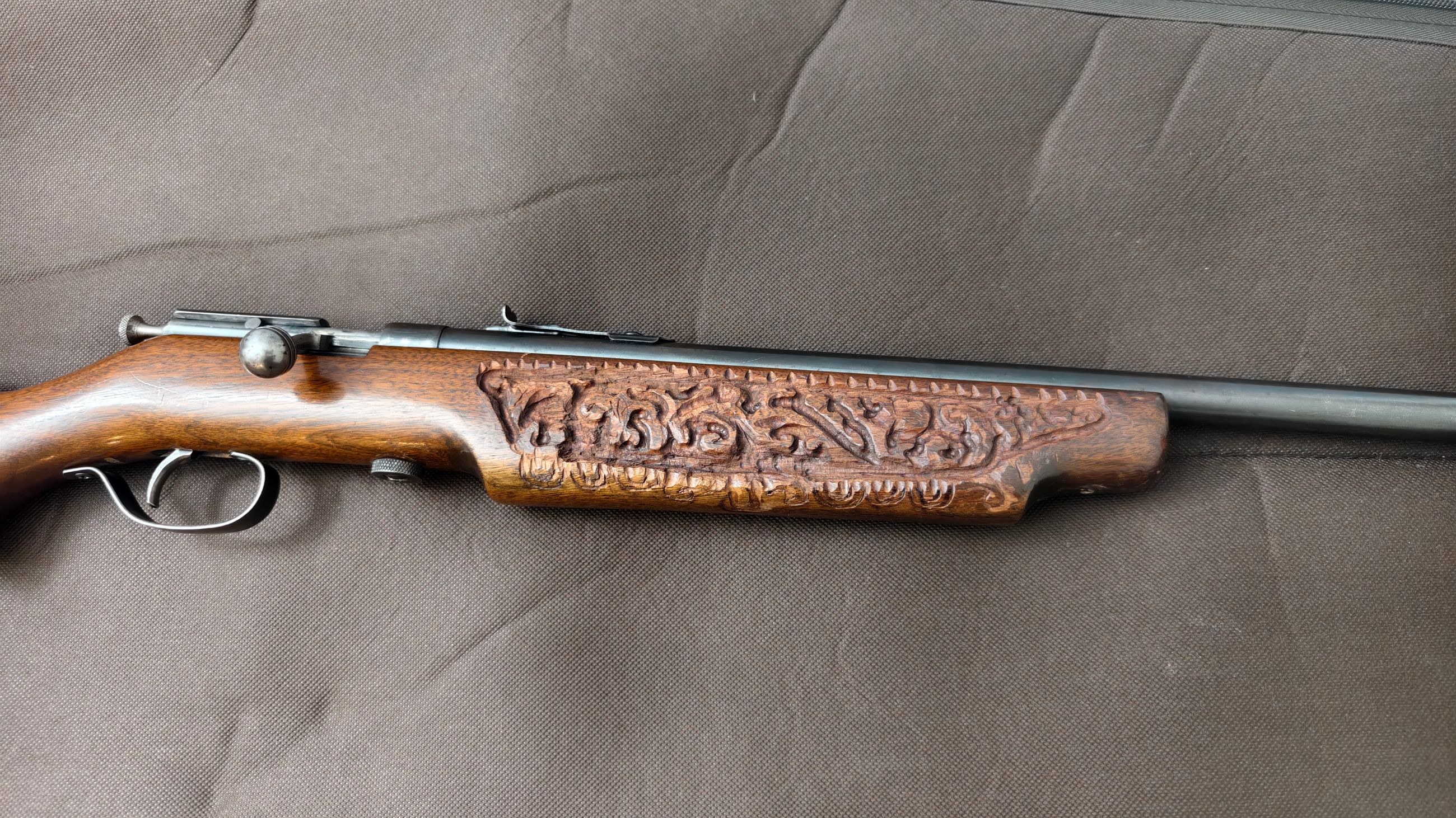 Photo of Vintage Cooey Model 75 .22LR - Custom Hand-Carved Wood
