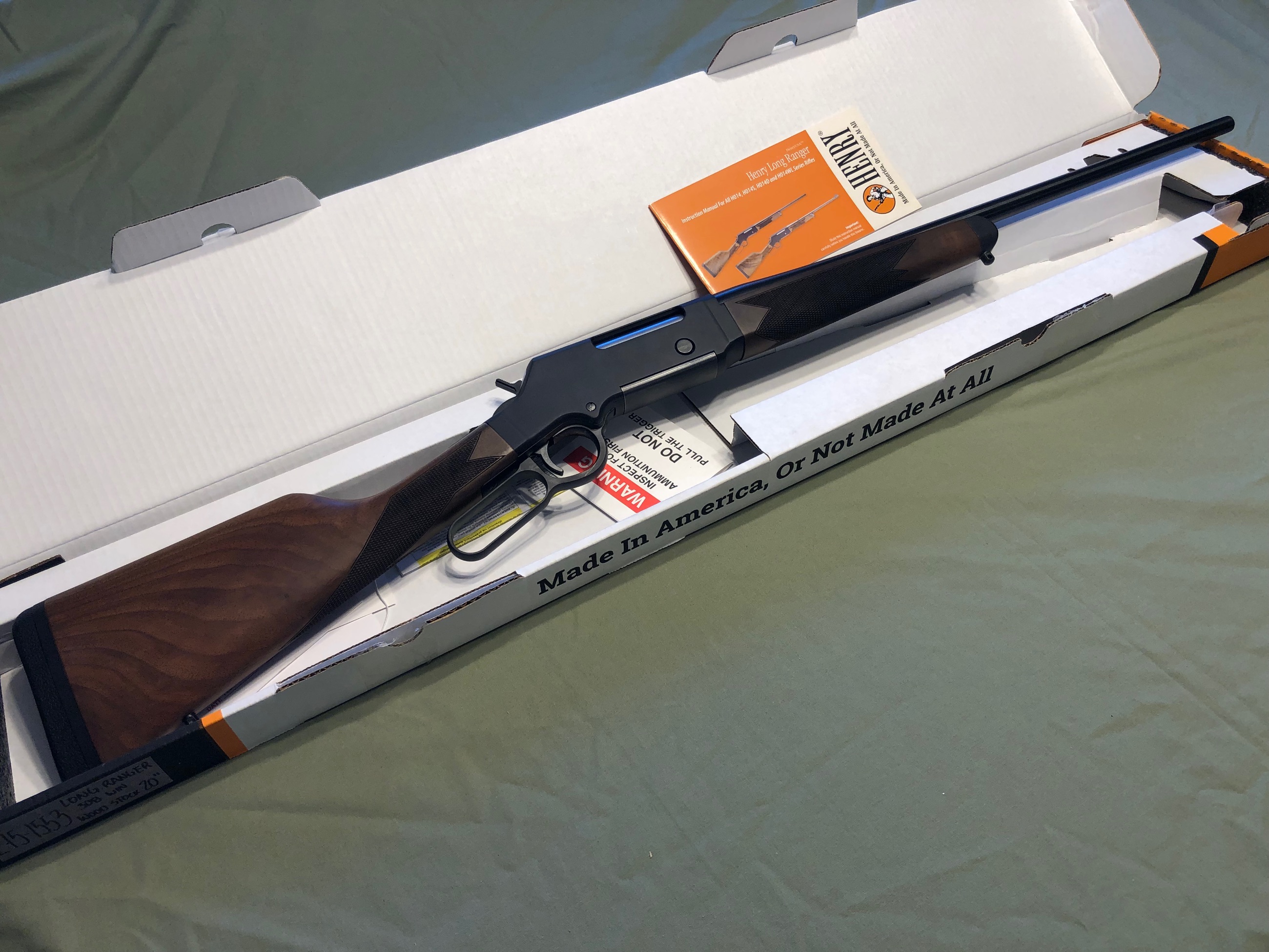 Photo of New! Henry Long Ranger Lever Action Rifle, 308 Win, 20” Barrel, 4 rd Clip, No Sights