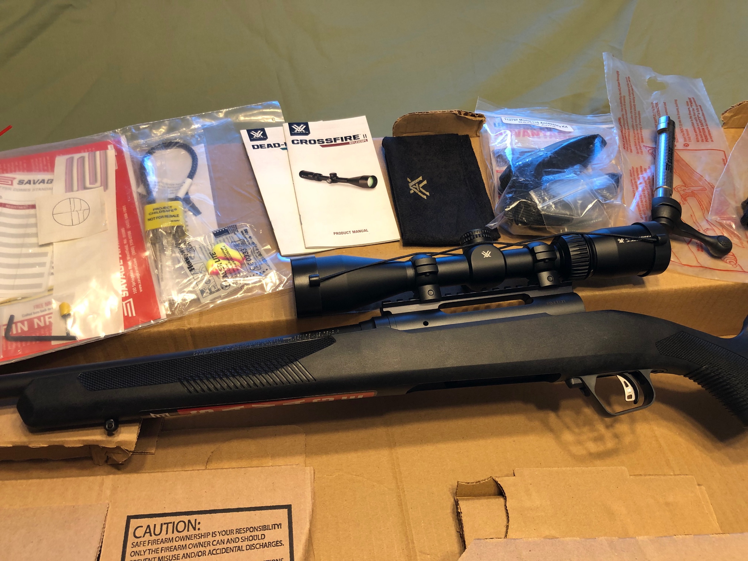 Photo of NEW! Savage 110 Apex Hunter XP 6.5 Creedmoor Bolt-Action Rifle Combo with Vortex Crossfire II 3-9x40mm Scope