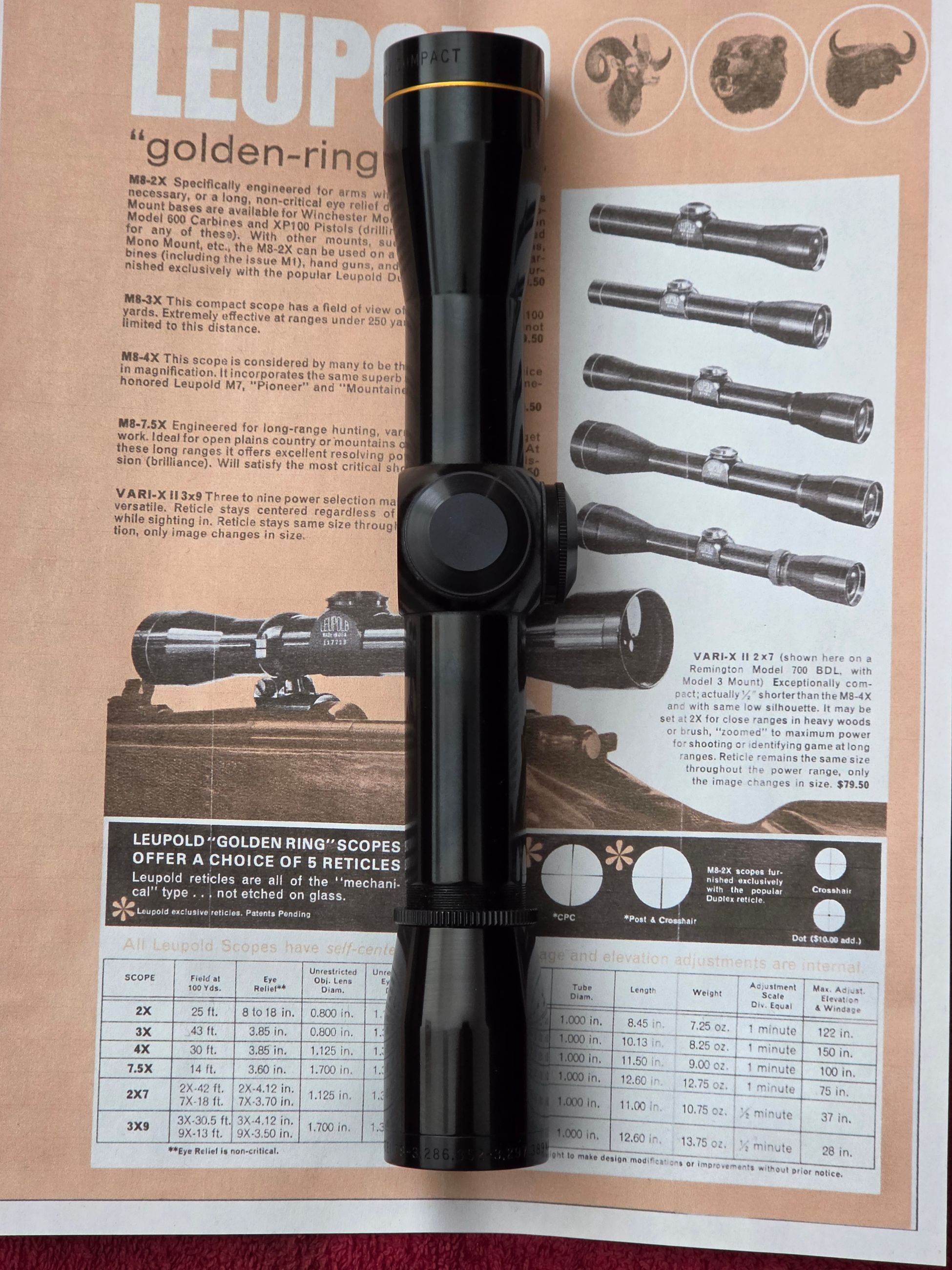 Photo of LEUPOLD M8-4X COMPACT VINTAGE RIFLE SCOPE