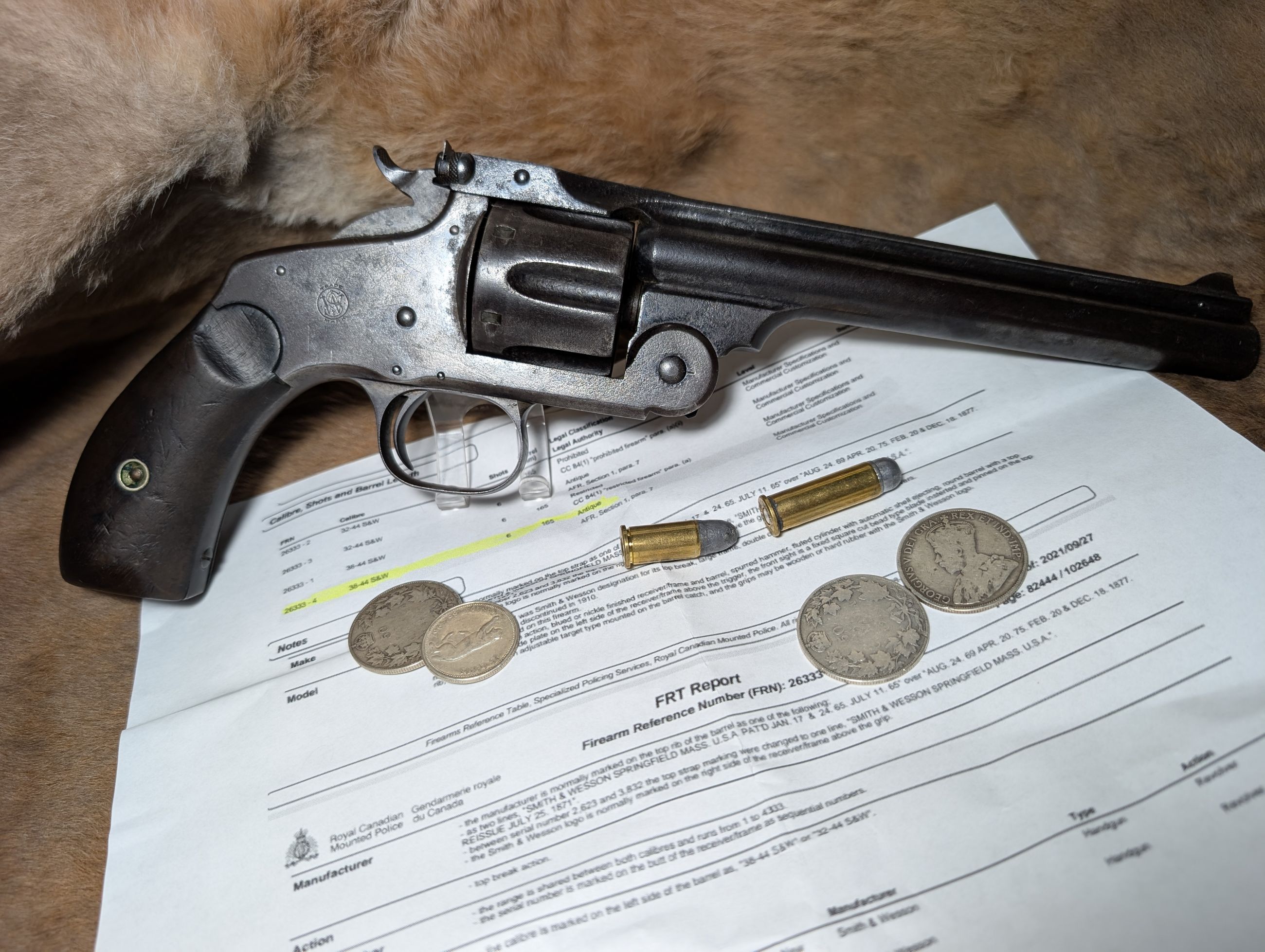 Photo of ANTIQUE (no PAL) .38 Special / .38 Smith & Wesson Model 3 Target Revolver in .38-44 (38/44 S&W) with New Model 3 .44 Russian Frame 1/1413 ever made