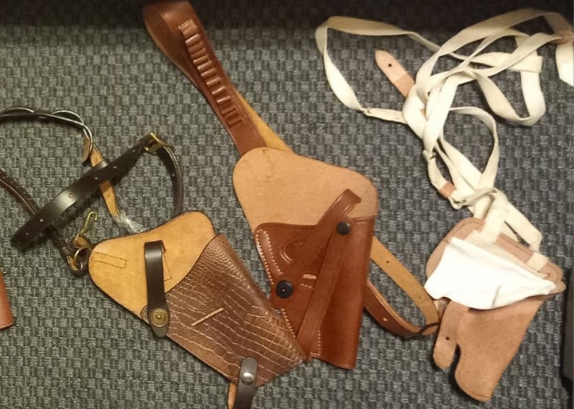 Photo of Leather Hip Shoulder Holsters for Antique Webley, Smith & Wesson, Colt, Remington, Nagant, French / Japanese / German Service Revolvers and more types