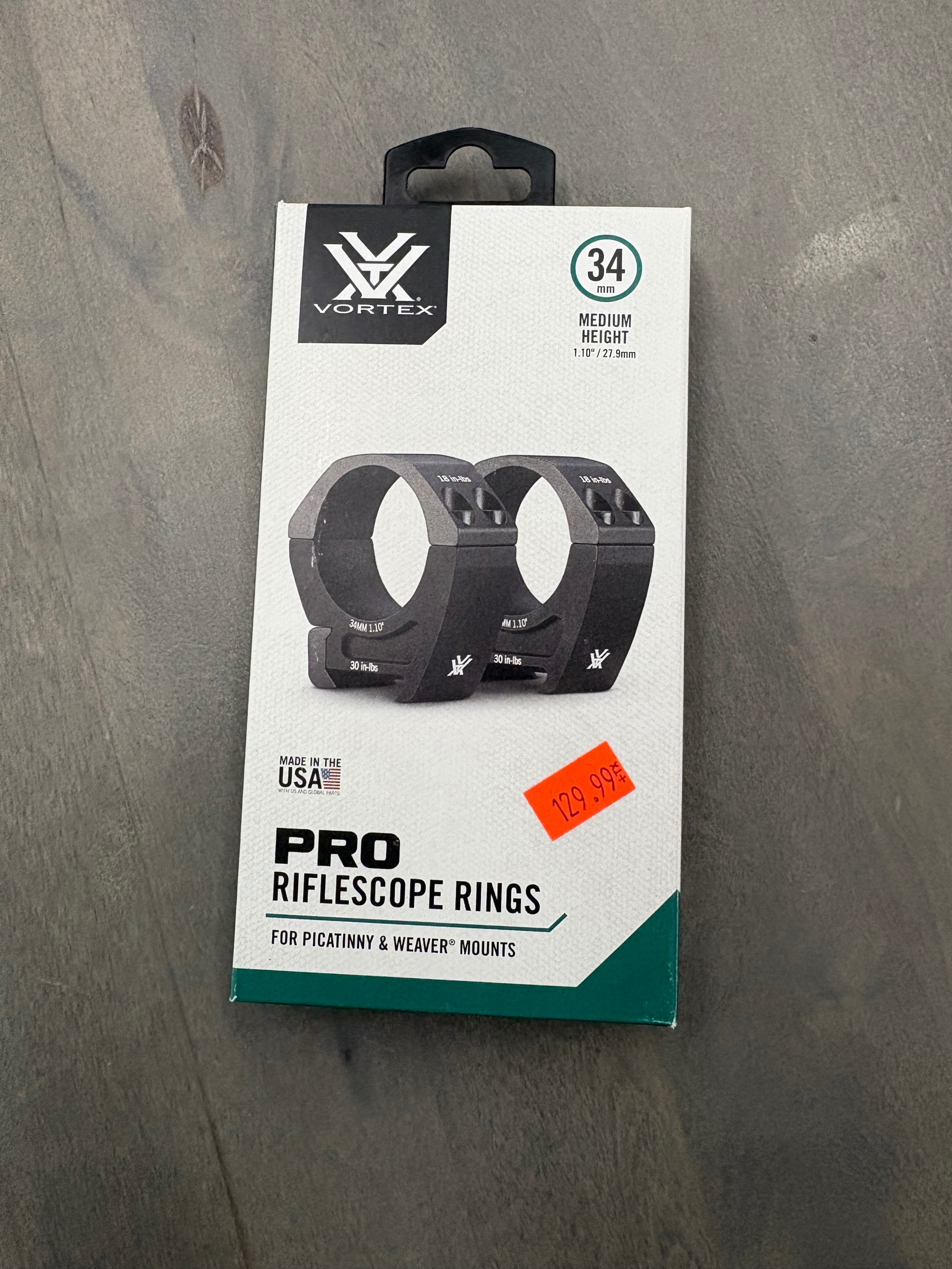 Photo of Vortex Optics, Viper Pro Picatinny Rings, 34mm Medium, 1.10"