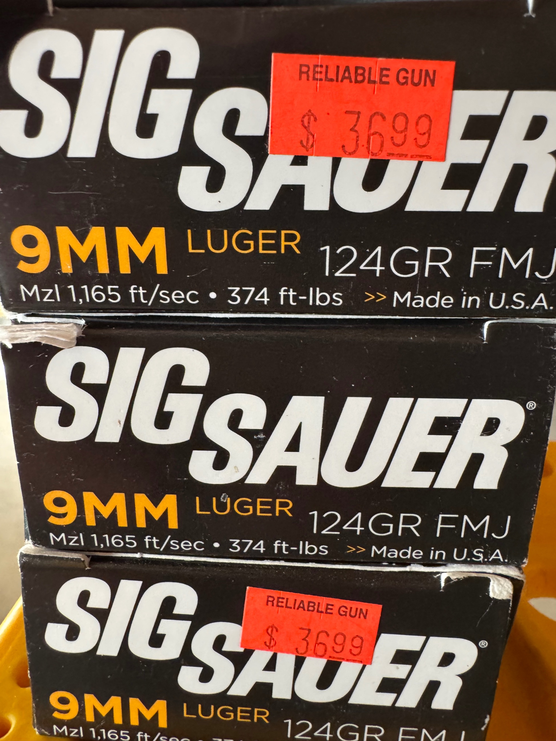 Photo of 9mm 124gr FMJ Luger Sig Sauer (129 cartridges)