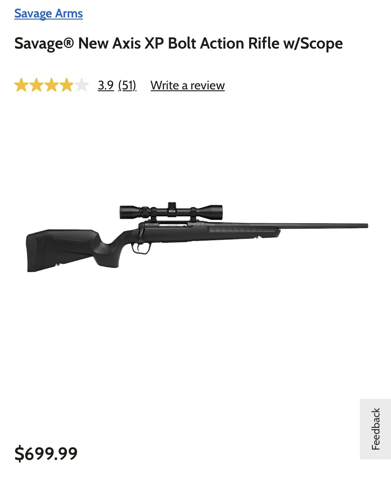 Photo of Savage® New Axis XP Bolt Action Rifle w/Scope .308