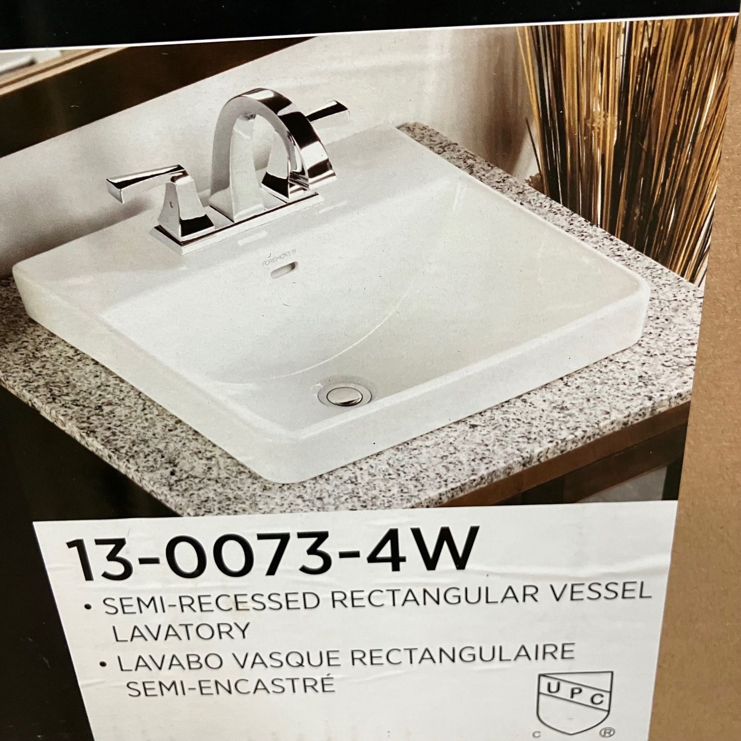 Photo of NEW Lexington Foremost Sink 13-0073-4W White 18" x 16" Rectangular