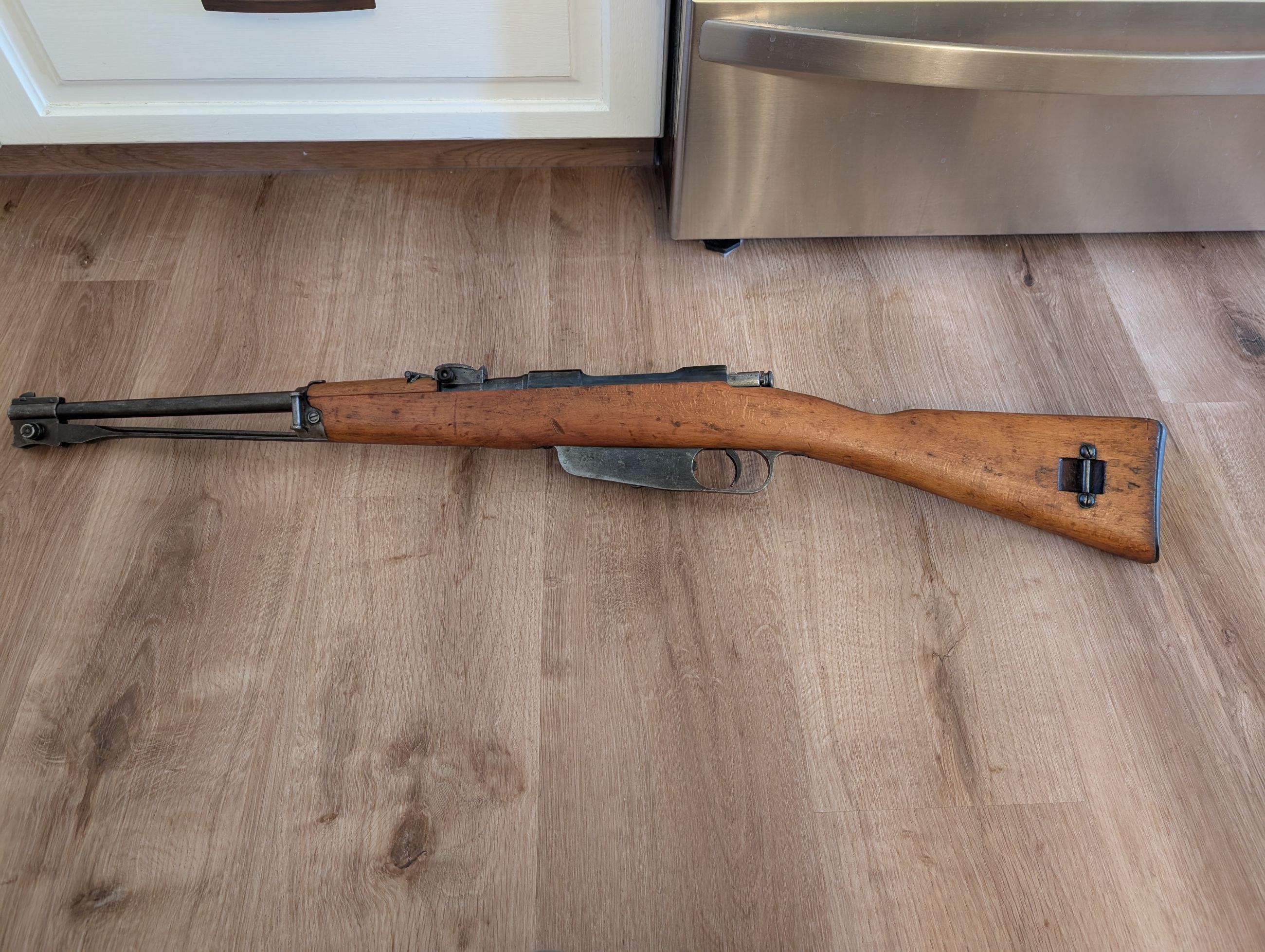 Photo of Surplus Model 1891 Cavalry Moschetto Modello Carcano Rifle with 5 brass clips