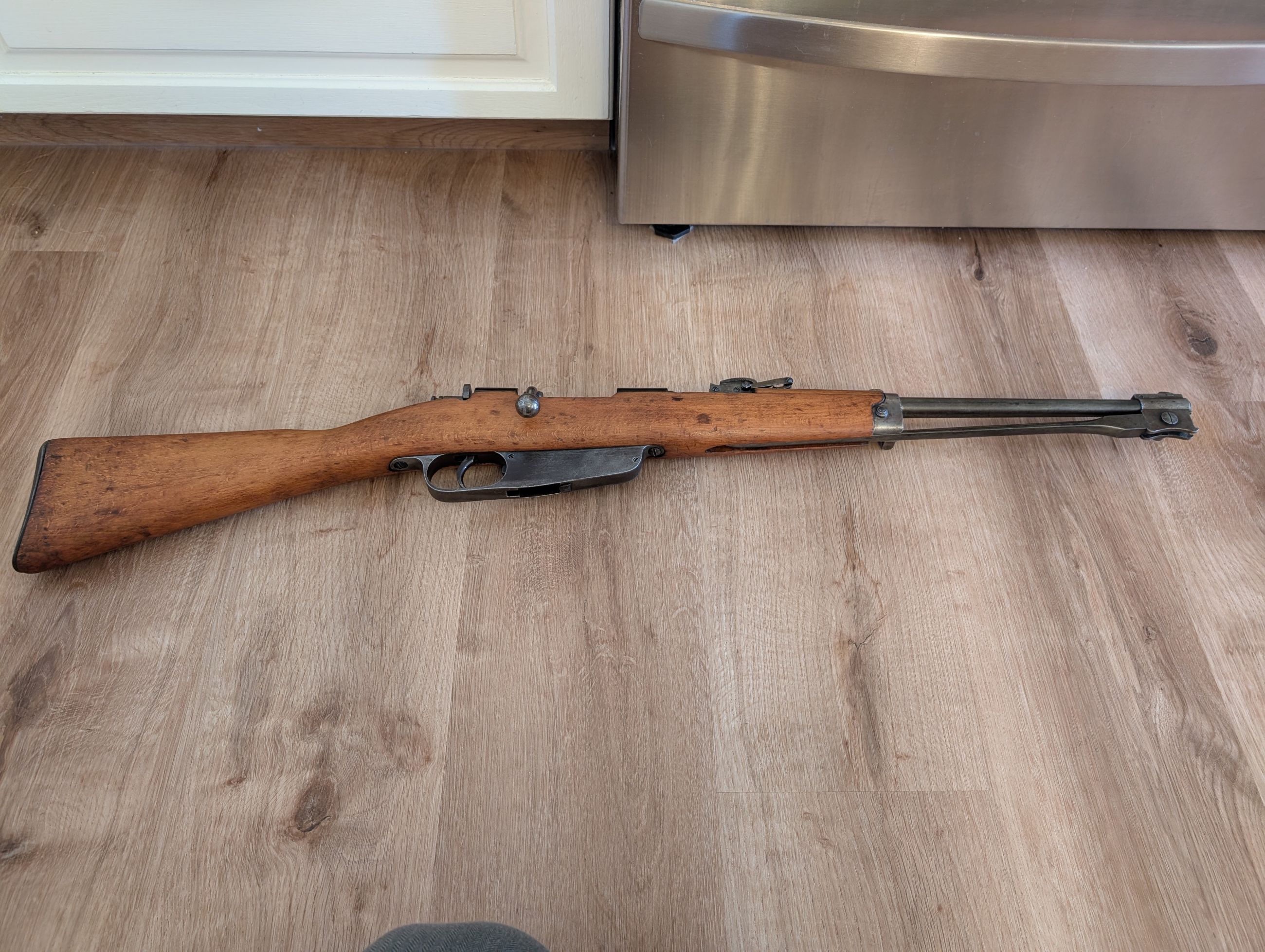 Photo of Surplus Model 1891 Cavalry Moschetto Modello Carcano Rifle with 5 brass clips