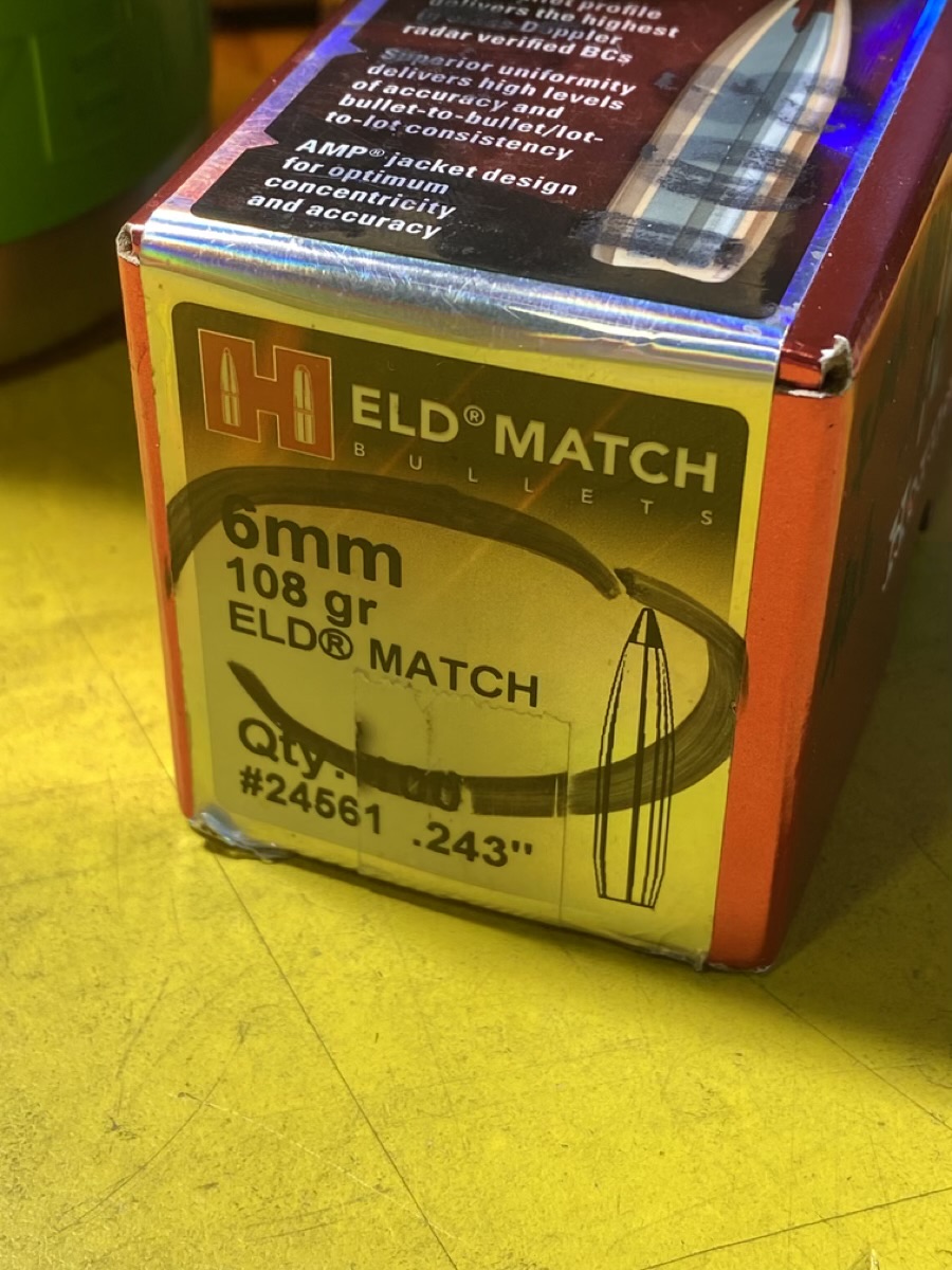 Photo of HORNADY 108 GR 6MM ELD MATCH PROJECTILES