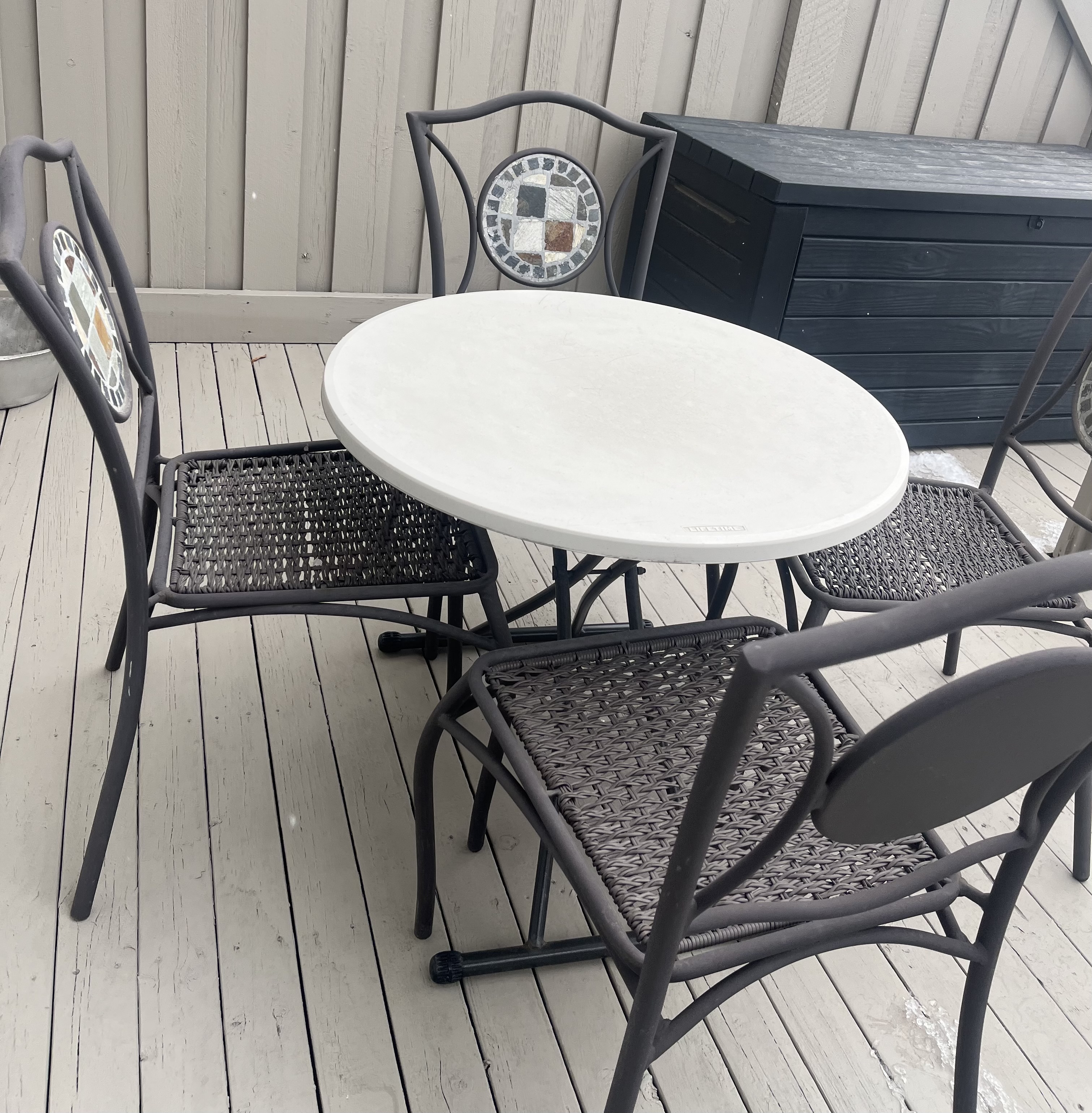 Photo of Outdoor Metal Bistro Chairs with Mosaic Back