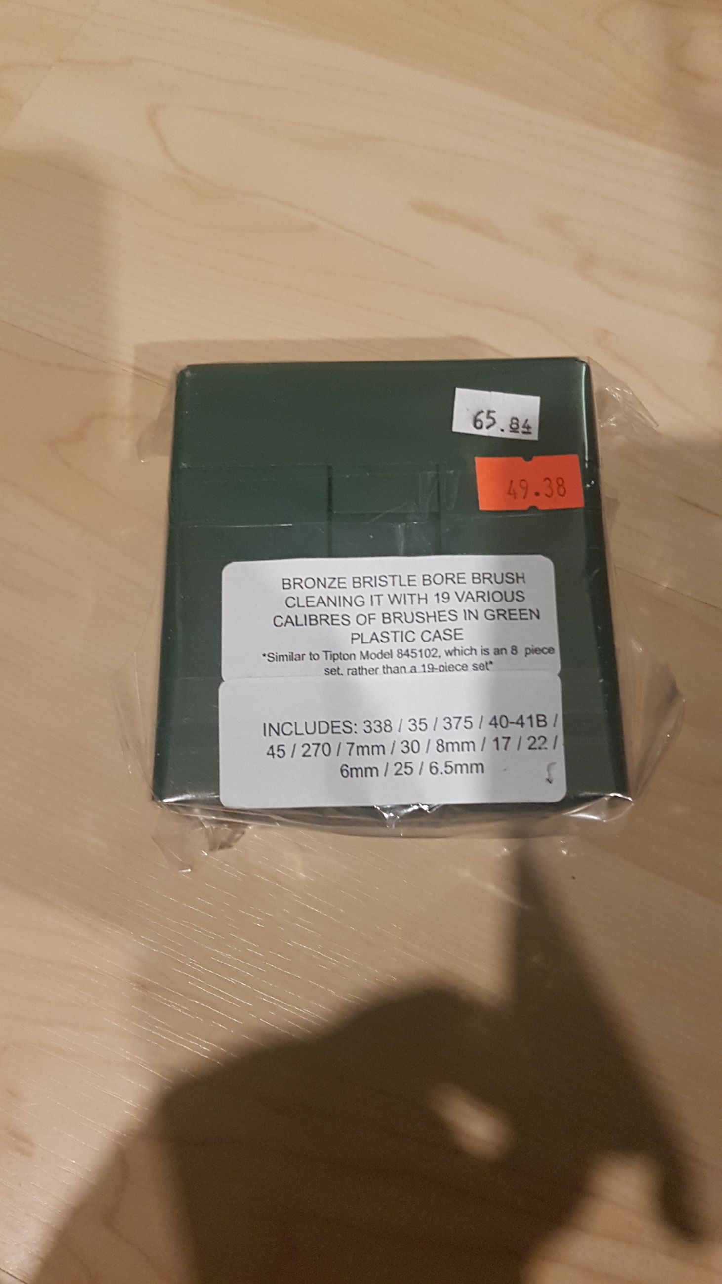 Photo of New Bronze Bore Bristle Brush Kit with 19 various calibers ingreen plastic case ( mellonRSCA)