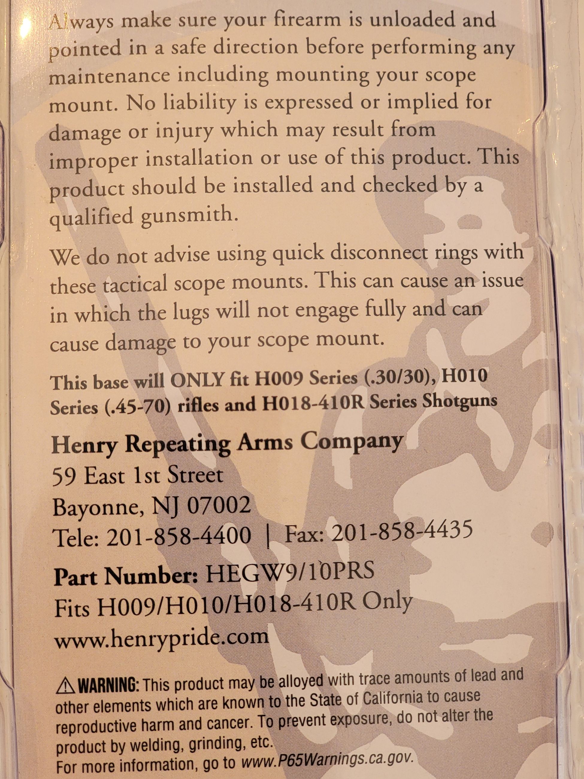 Photo of Picatinny Rail for Henry H009, H010, H018-410R Series Rifles and Henry Homesteader