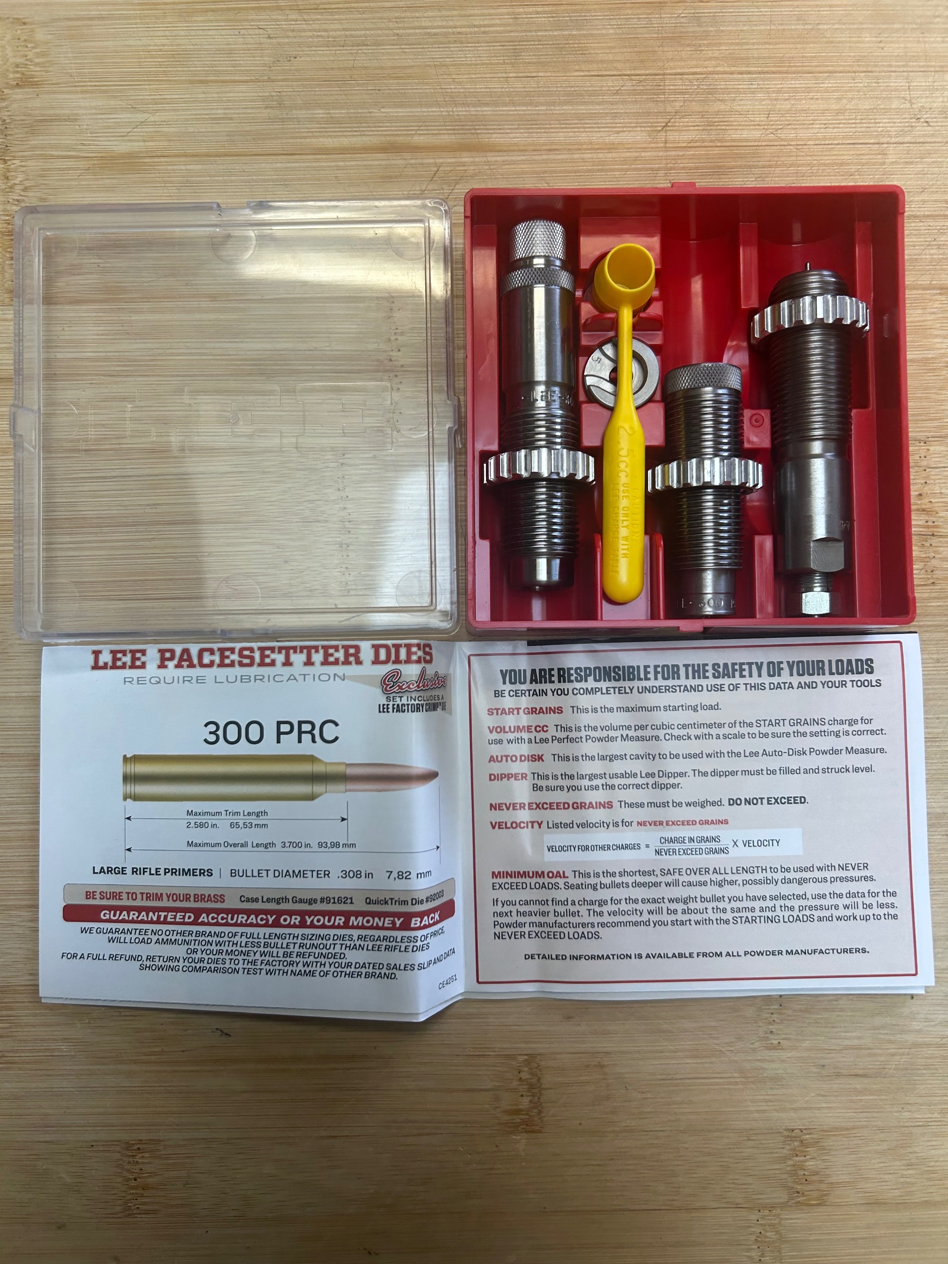 Photo of Lee 300 PRC FL Steel Sizing Die Set - Crimp Die Included **Brand New**