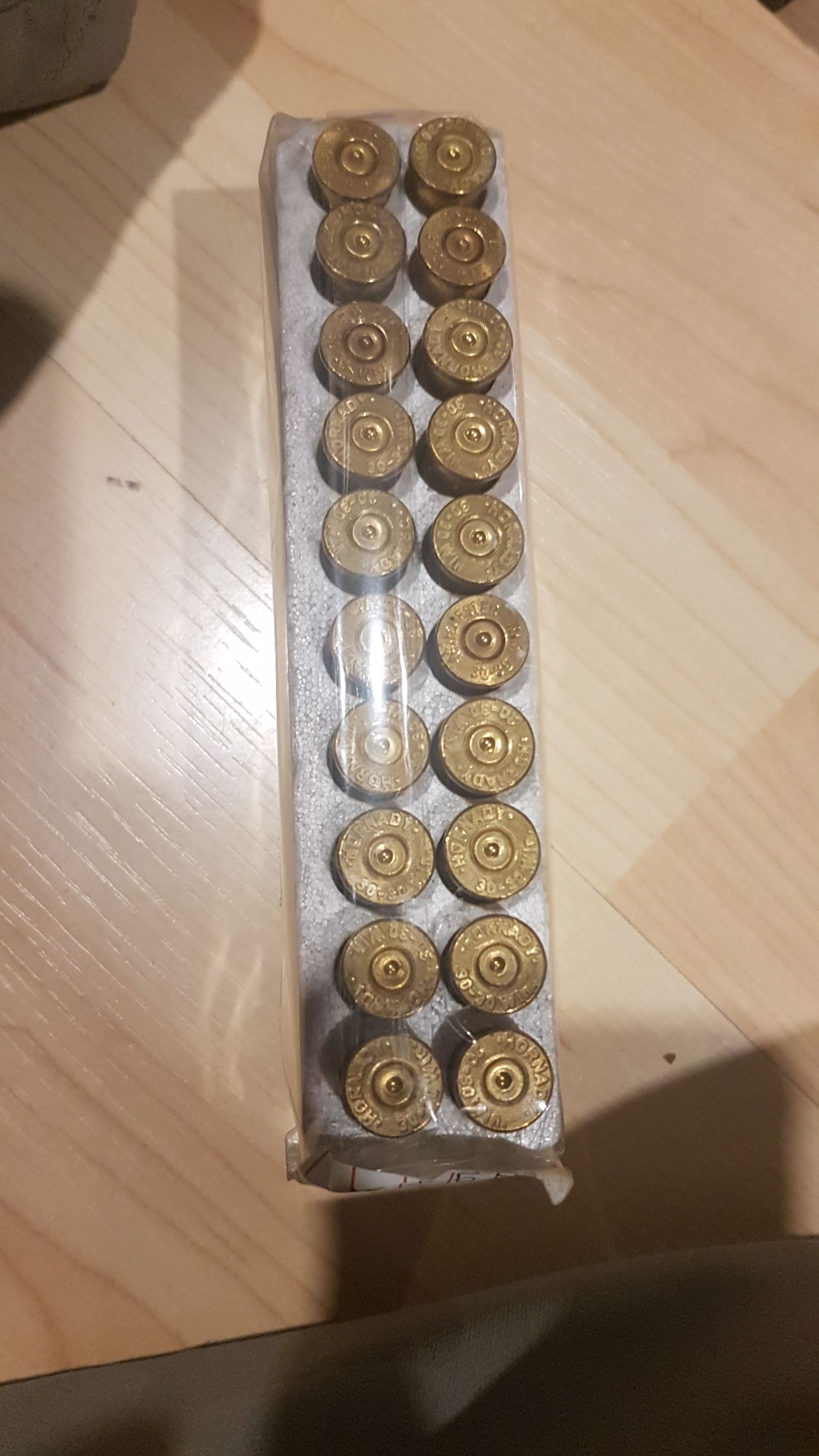 Photo of 1 pkg (20ct.) Hornady 30-30 WIN shot-once empty brass casings ( mellonRSCA)