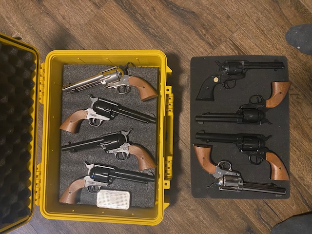 Photo of Western blank shooting 6 shooters with 2 lever action blank rifles plus, new. A rare opportunity.