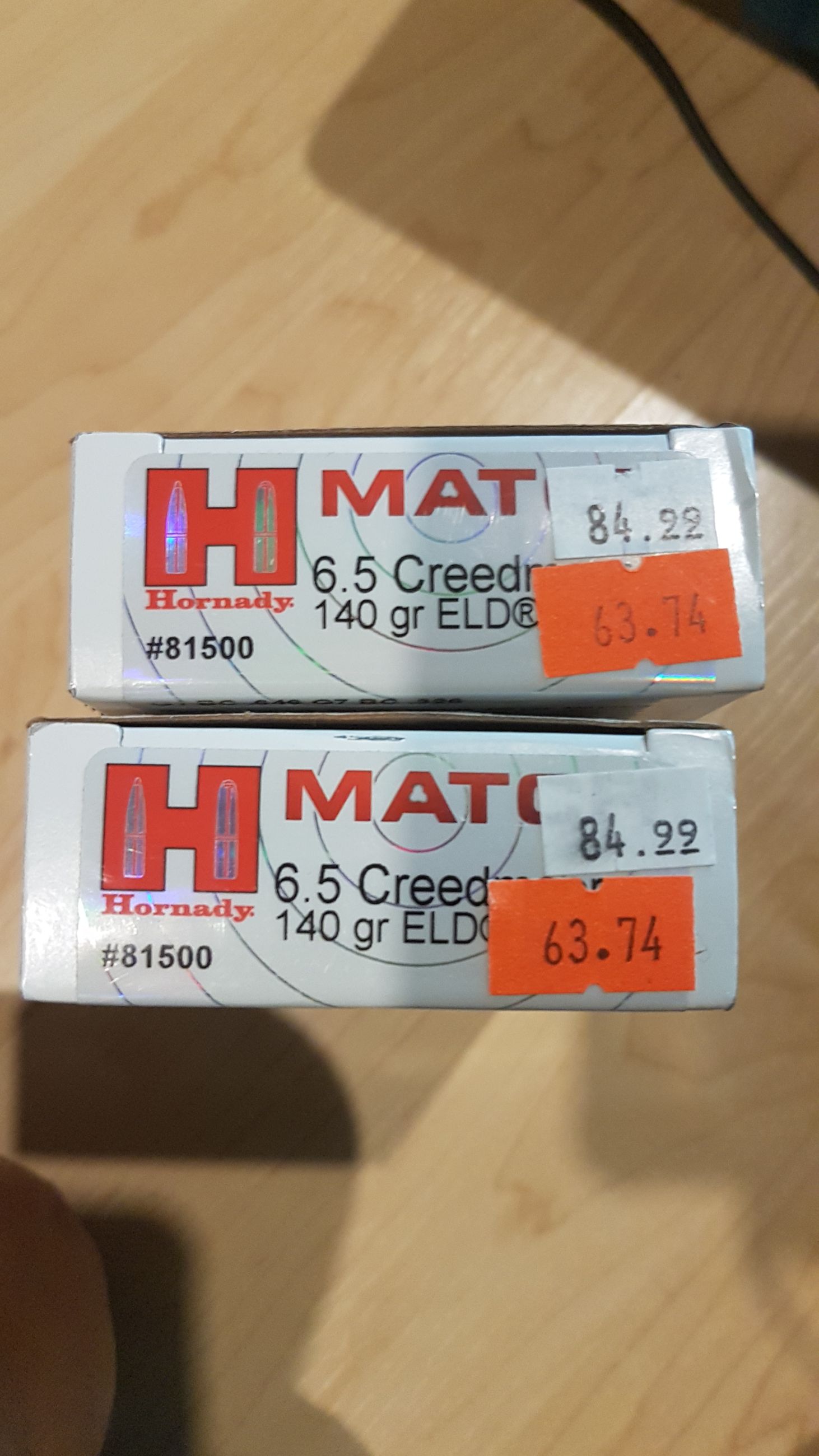 Photo of 1 box (20ct.) Hornady Match 6.5 Creedmoor 140gr. ELD MATCH ( mellonRSCA)