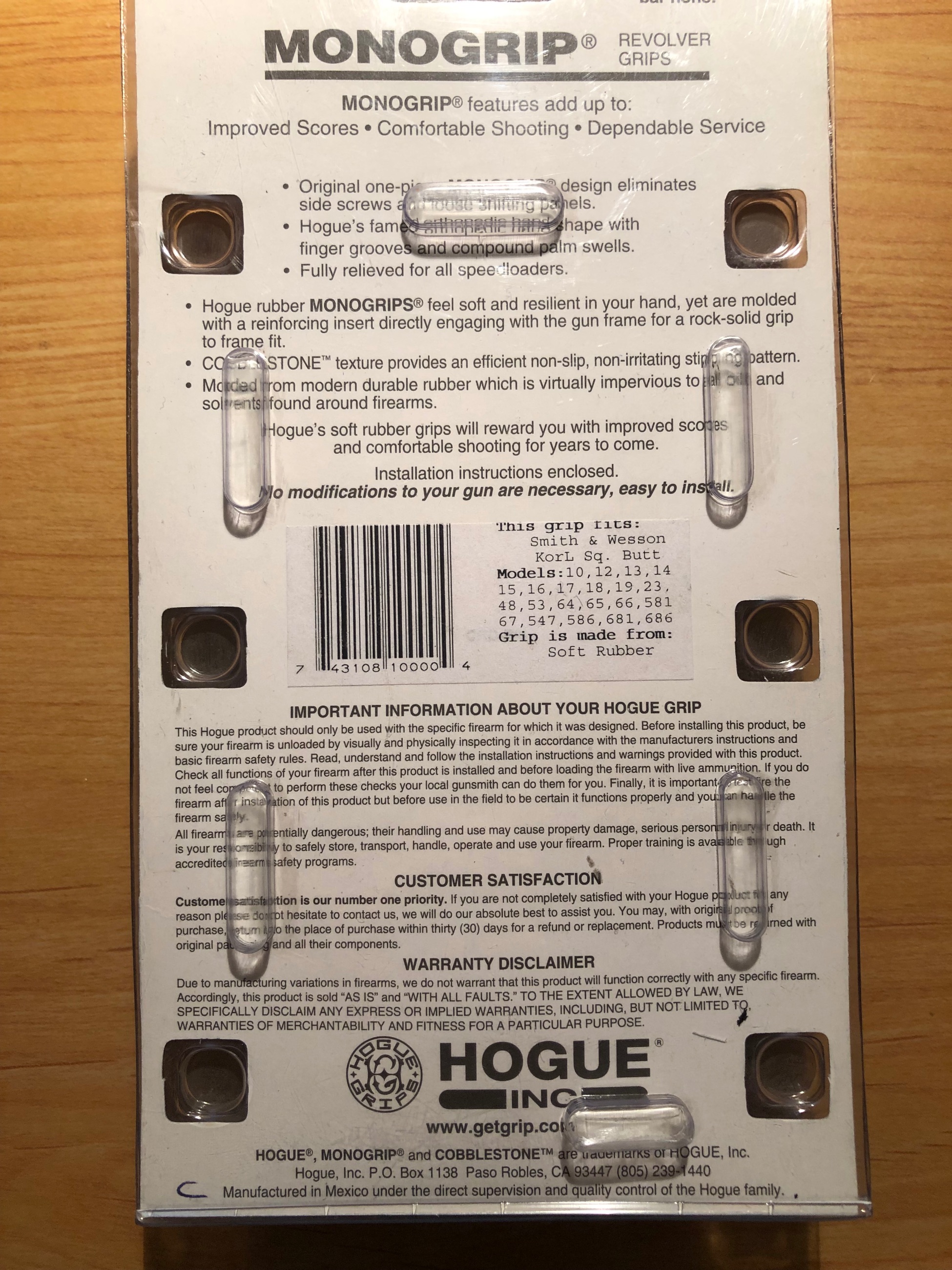 Photo of [BNIB]  Hogue Smith & Wesson K & L Frame Monogrip Revolver Stock