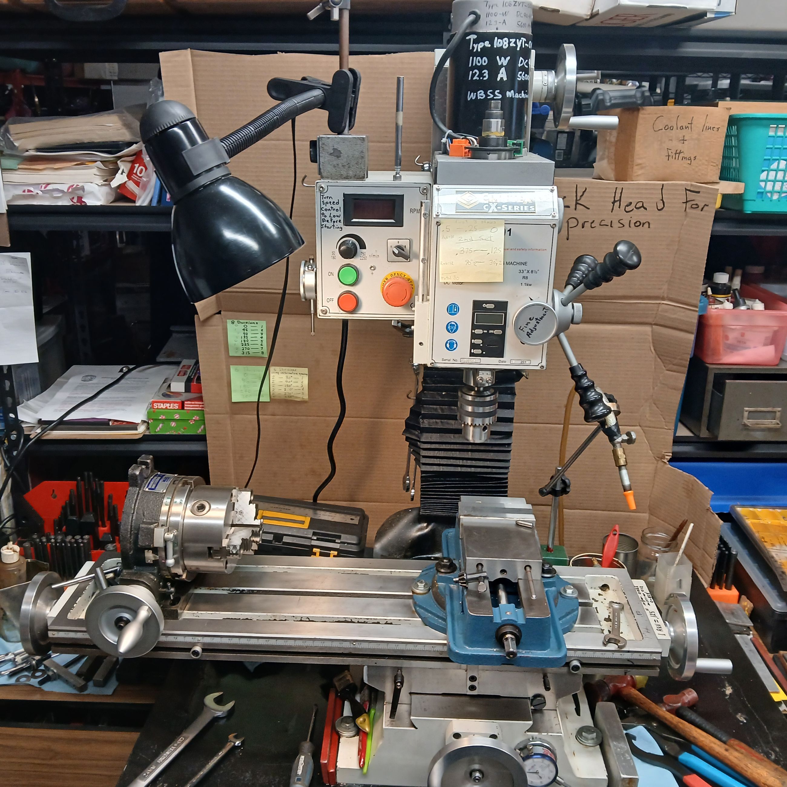 Photo of GUN SHOP EQUIPMENT FOR SALE, LATHE, 2 MILLS, BLASTING CABINENT, DRILL PRESS, BUFFER, BANDSAW, WORK BENCH, ETC