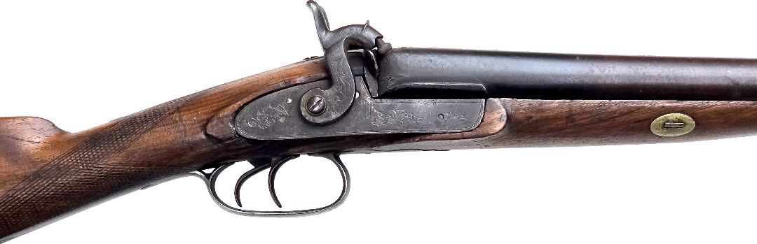 Photo of Percussion Double Barrel Shotgun, Made in England, 12GA