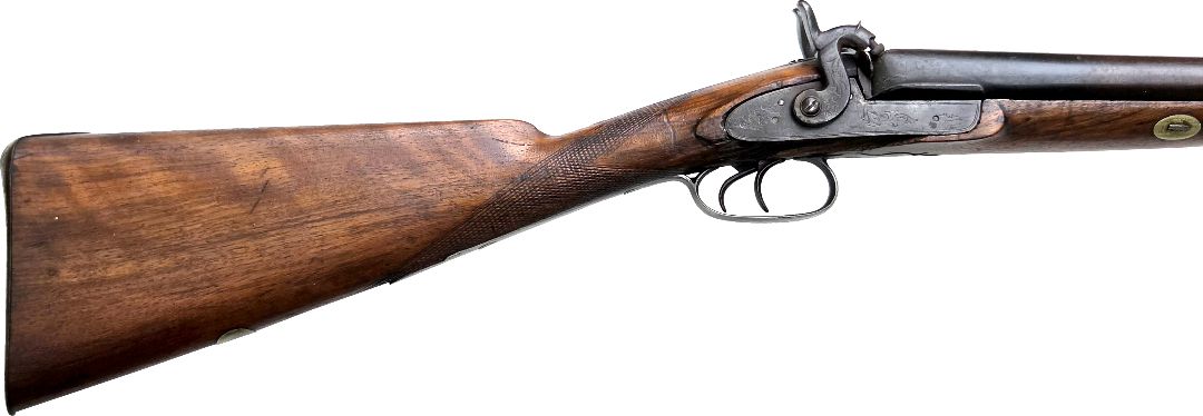 Photo of Percussion Double Barrel Shotgun, Made in England, 12GA